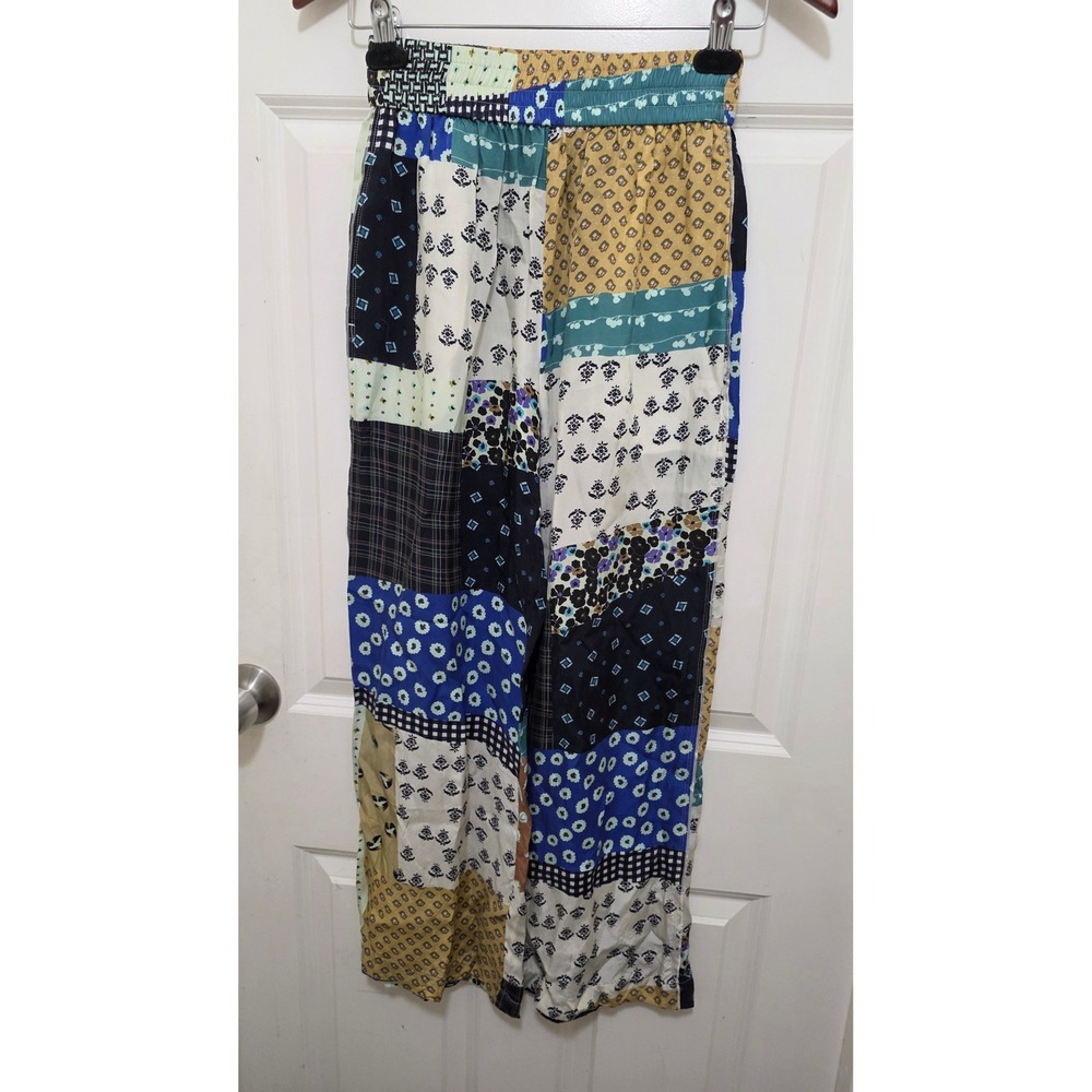 Wilfred Free Aritzia Patchwork Print Pants Womens XXS Multi Color Boho Cupro
